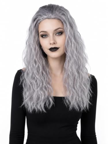HOMELEX Long Curly Witch Wig Gray-1 for Halloween, Cosplay & Costume