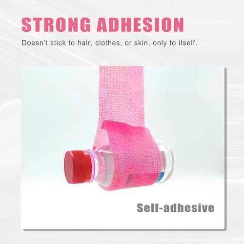 LEEYUKA 200Pcs Large Tattoo Pen Covers + 6 Grip Tapes Pink/Black Pink