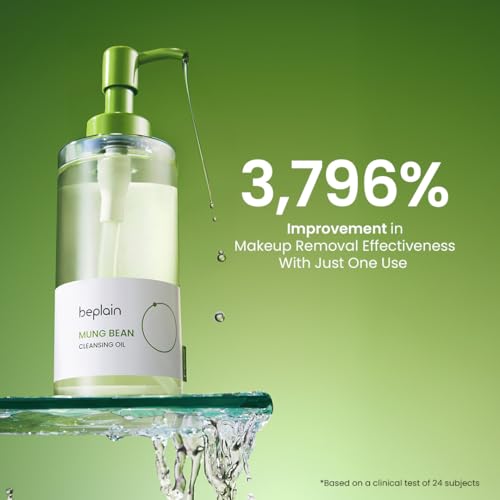 beplain Mung Bean Cleansing Oil | Gentle Makeup Remover for Sensitive Skin | Deep Pore Cleansing & Blackhead Care with Panthenol | Korean Skincare | 6.76 fl.oz