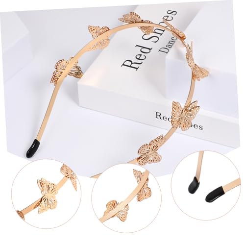 Beaupretty Butterfly Headband Tiara Gold - Vintage Bridal Hair Accessory