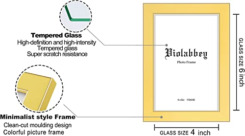 VIOLABBEY Yellow 4x6 Picture Frame Set of 2 - Modern Design
