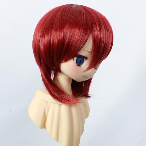 Tzncos Deark Red Wolf Tail Dome Wig Short Style for 1/3 BJD Doll