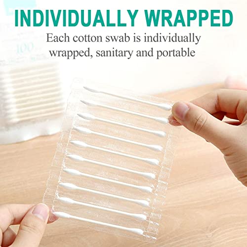 HQSLsund Individually Wrapped Cotton Swabs - 400 Pack White Double-Tipped