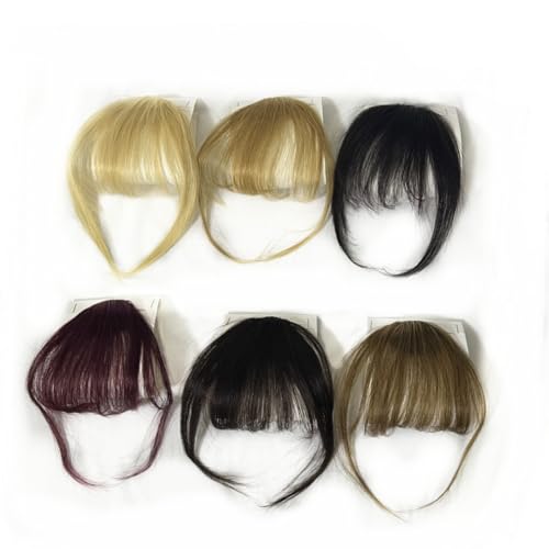 AYunhe 100% Real Human Hair Clip-In Air Bangs - Dark Blonde Fringe