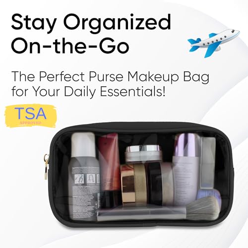 DANCOUR Small Clear Makeup Bag - Water-Resistant Nylon Travel Pouch