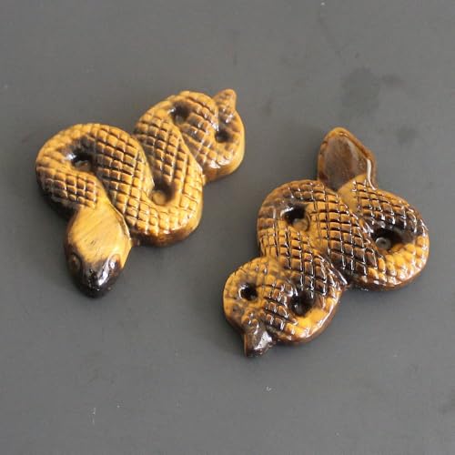 Hand Carved Golden Tiger Eye Snake Figurine - 2" Crystal Decor