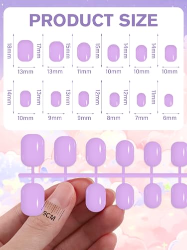 EBANKU Kids Short Glossy Press On Nails Set 576 Pieces, 24 Colors, Matte Finish