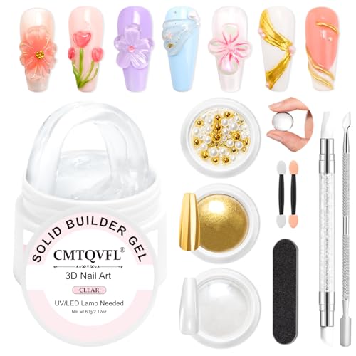 CMTQVFL 3D Gel Nail Art - White Pearl Gold Chrome Powder 60g