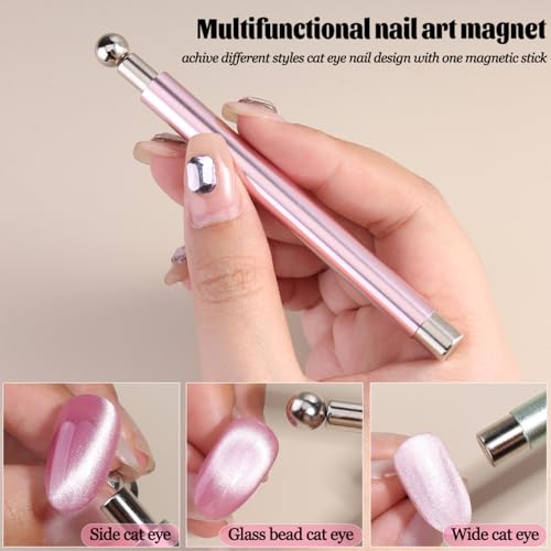 Fcozpjk 8PCS Cat Eye Nail Art Magnet Tool Set with Clips