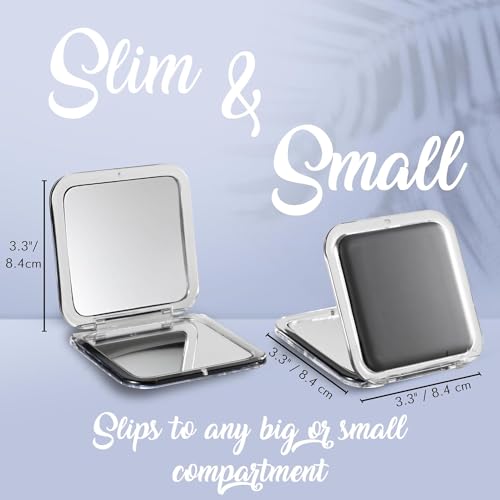 Mirrorvana Black 15X Compact Magnifying Mirror - Foldable Handheld Mirror for Makeup & Grooming