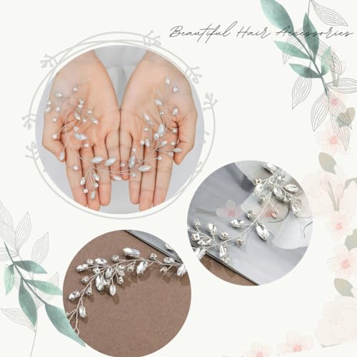 Silver Rhinestone Leaf Bridal Hair Vine | Elegant Wedding Hair Accessory