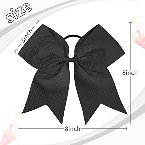 8-Inch Black Cheer Bow for Cheerleaders - Handmade Grosgrain Hair Tie