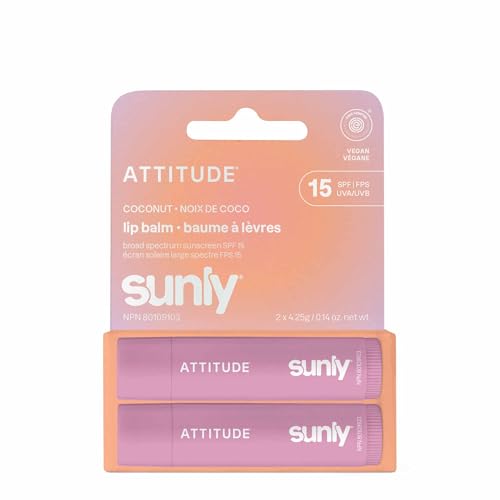 ATTITUDE SPF 15 Lip Balm Duo - Vegan Coconut Flavor, EWG Verified