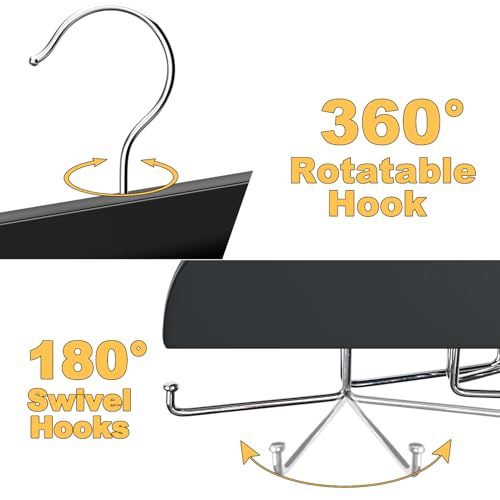 RESOVO Premium Wood Tank Top Hanger with 24 Hooks, 360° Rotating