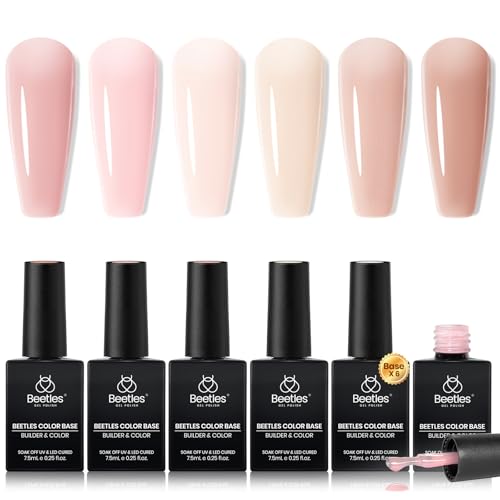 Beetles Rubber Base Gel Nail Polish Set - 6 Colors for DIY Nails