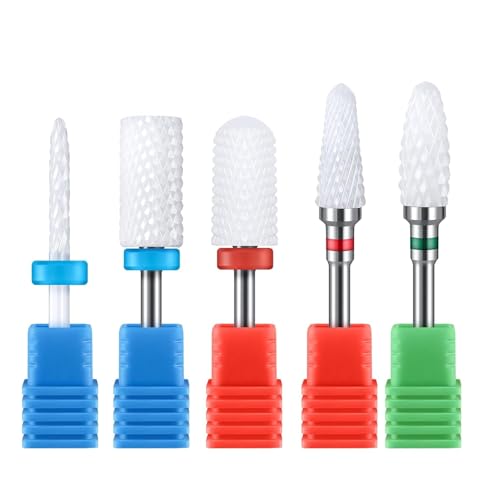 OXDFK 5pc Ceramic Nail Drill Bit Set 3/32" Shank for Gel, Acrylic & Nail Polish Removal