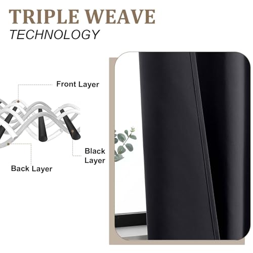 Lecloud Blackout Curtains 63 Inch Length, 2 Panels Set, Thermal Insulated Drapes for Bedroom & Living Room
