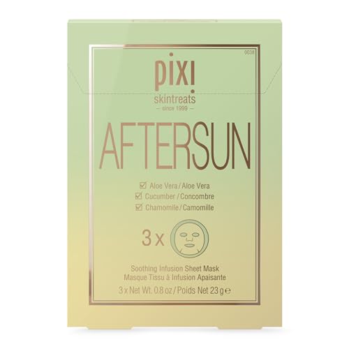 Pixi Beauty Aftersun Sheet Mask - Aloe Vera & Cucumber Soothing Treatment (3 Masks)