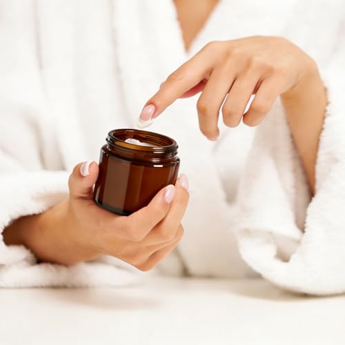 Qeirudu 4 oz Amber Glass Jars with Lids - 12 Pack, UV Protection & Leak-proof