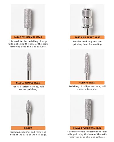 11-Piece Nail Drill Bits Set with 6 Sanding Bands for Manicure