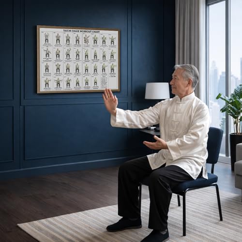 Chair Tai Chi Workout Chart for Seniors - 30-Day Guide, 12x16 Inch