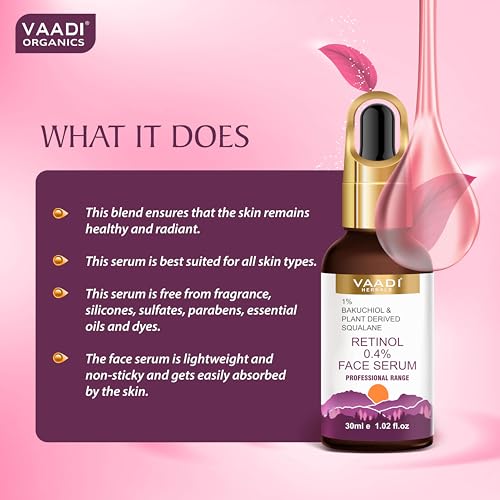 Vaadi Herbals Retinol Serum 0.4% with Baluchiol & Squalane - 30ml