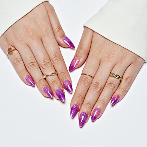 GLAMERMAID Purple Pink Ombre Press on Nails - Medium Almond Stiletto Kit