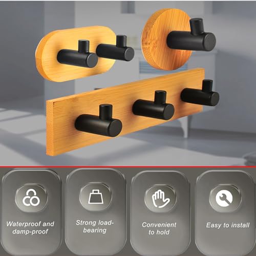 Kingdong Bamboo Wood Key Holder with 3 Hooks - Wall-Mounted Key Organizer for Home