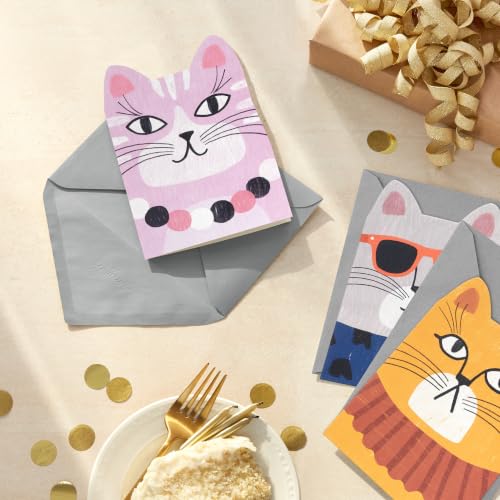 Hallmark Cat-Shaped Blank Greeting Cards with Envelopes - 16-Pack