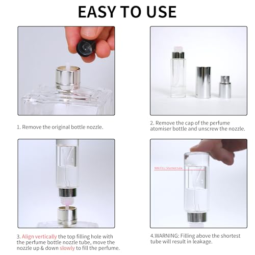 MUB Travel Refillable 5ml Glass Perfume Atomizer Bottle – Top-Filling, Leak-Proof, Clear