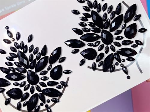 Black Rhinestone Body Gems Sticker for Festival Halloween Makeup & Body Art
