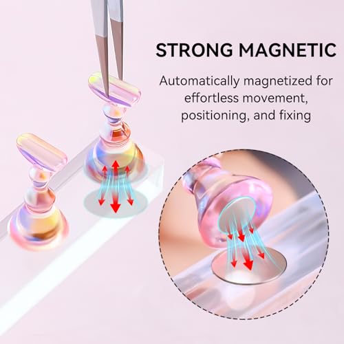 Makartt Aurora Clear Pink Magnetic Nail Stand Kit for Press-On Nail Art