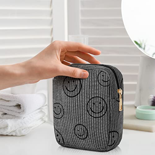 Photect 3-Piece Corduroy Makeup Bag Set in White, Gray, Yellow