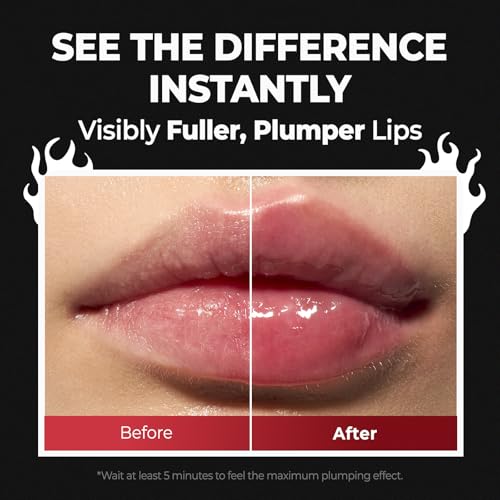 Laka Spicy Lip Plumper - Maximum Extra Strength (For Experienced Users) | Clear Glass-like High-Shine Lip Gloss | Lip Volumizer Serum, Non-Sticky | K-Beauty, 0.14oz