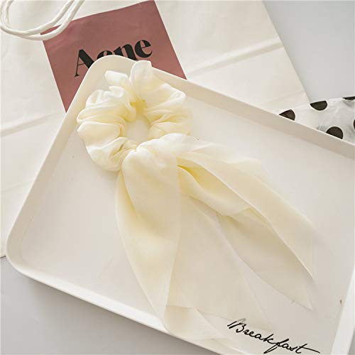 DINPREY 8PCS Satin Hair Scrunchies Bundle with Bunny Ear Design - Double Layer Hair Ties for Women & Girls, 6 Colors