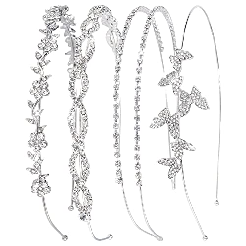Wecoe Silver Rhinestone Flower Girl Headbands Wedding Hair Accessories
