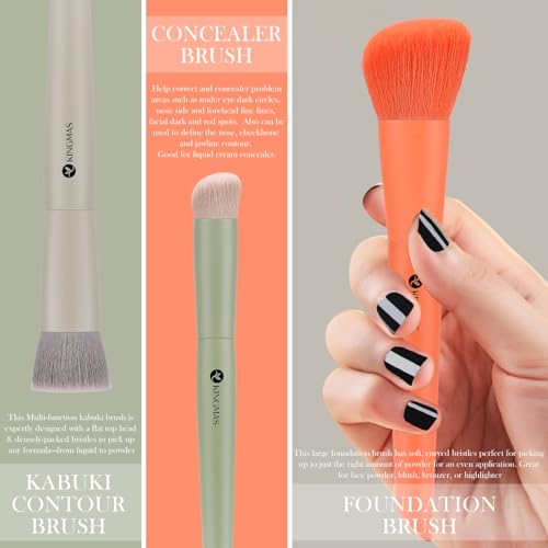 3-Piece Makeup Brush Set - Foundation, Contour & Concealer Brushes