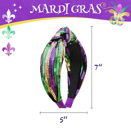 2Pcs Mardi Gras Glitter Headbands - Sequin Carnival Hair Accessories