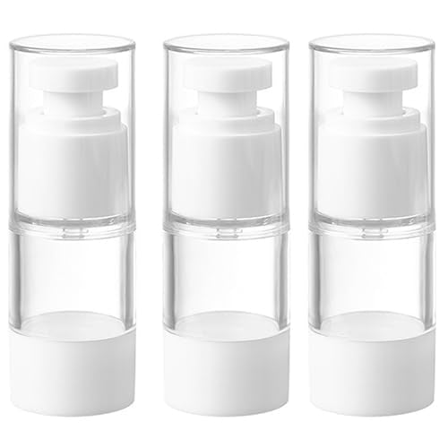Qeuly 3-Pack Airless Pump Bottles - 0.5 oz Travel Size Dispensers