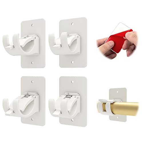 Self-Adhesive Curtain Rod Brackets - 4 Pack, No Drill, Adjustable Hooks
