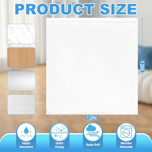 24-Pack 100% Cotton Washcloths, Soft 12x12 Inch White Face Cloths