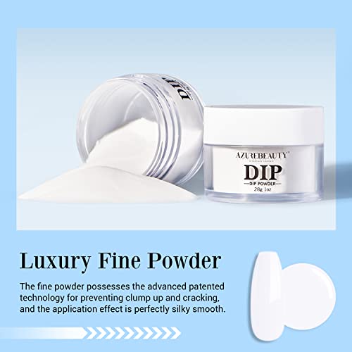 AzureBeauty Bright White Dip Powder for Nails - Starter Manicure Kit, No Curing Needed