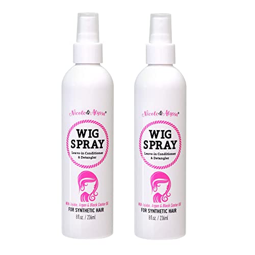 Nicole & Alyssa Wig Spray for Synthetic Hair 8oz (Pack of 2) - Leave-in Conditioner & Detangler