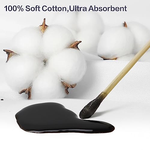1000 Cotton Swabs - 6" Long Bamboo Handle, Lint-Free Tips