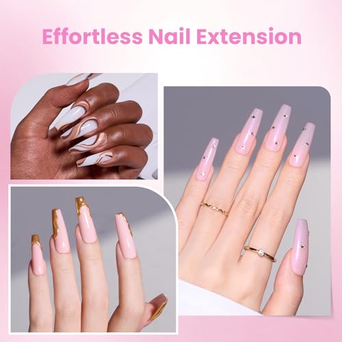 Beetles Tipex Lite Long Coffin Nail Tips - 16 Sizes with Built-in Apex