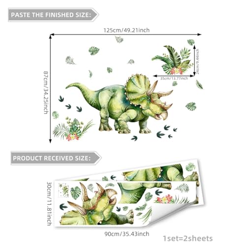 Large Triceratops Dinosaur Wall Stickers for Kids' Rooms