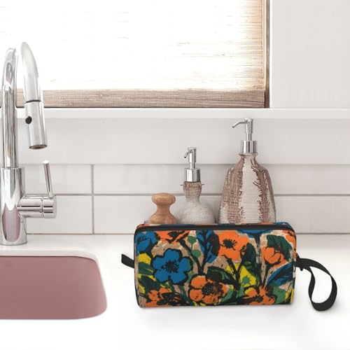 OLUSENMO Floral Print Makeup Bag - Compact Padded Travel Organizer