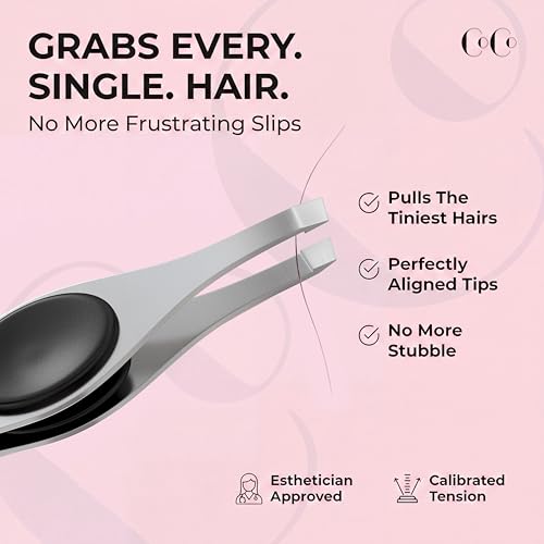 Coco¡¯s Closet Tweezer for Eyebrows ? Surgical grade Stainless Steel Slant Silver Tweezer - Precision for Ingrown Hair Removal