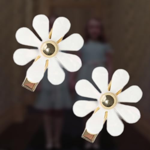 Alazco 2 Pack Flower Hair Clips with Pearly Petals - Daisy Style, 1.25"