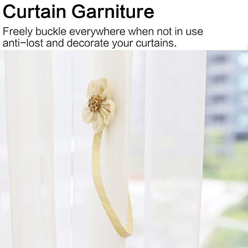 Lewondr Magnetic Sunflower Curtain Holdbacks - 2 Pieces, Cream & Beige